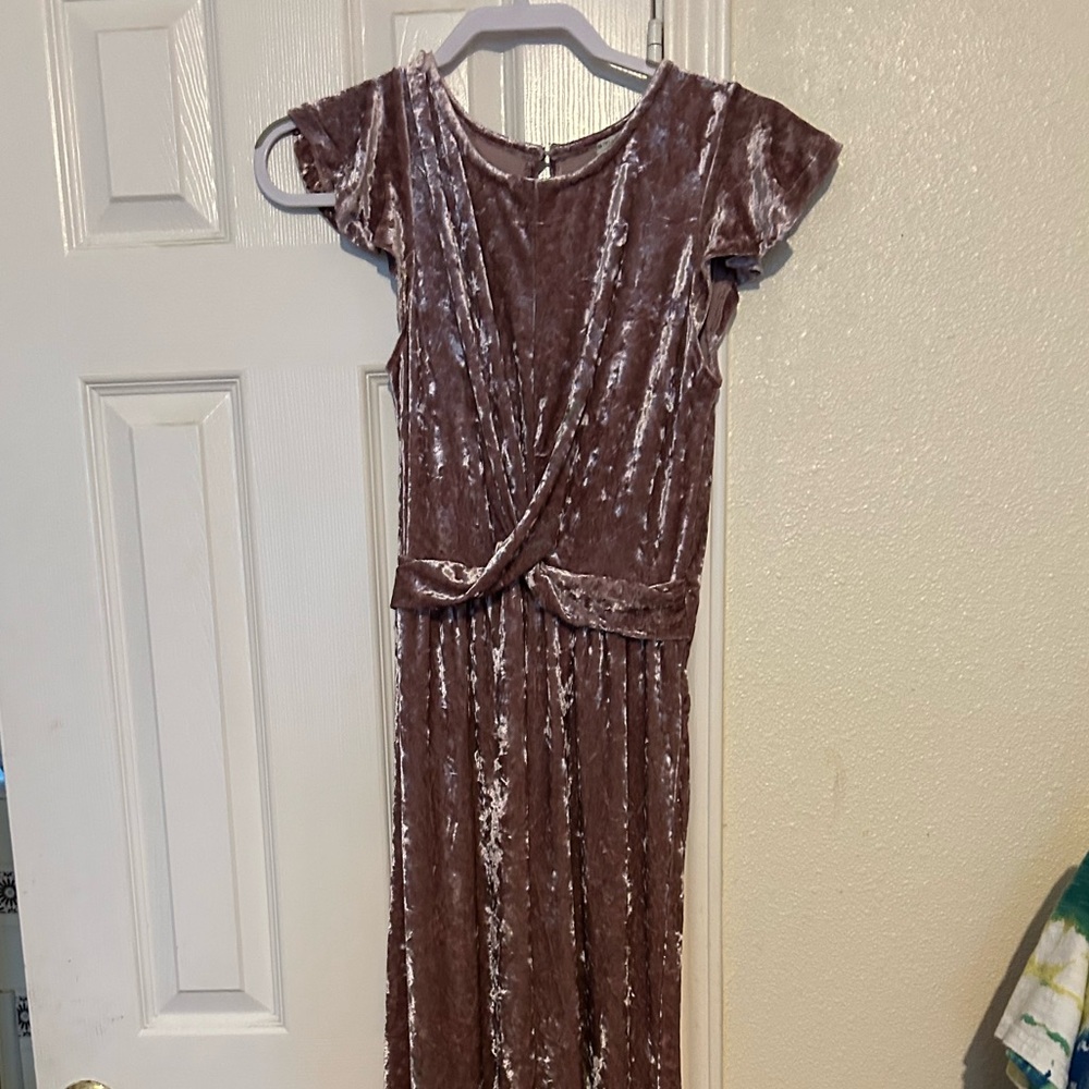 Elegant Velvet Wrap romper one piece blush pink